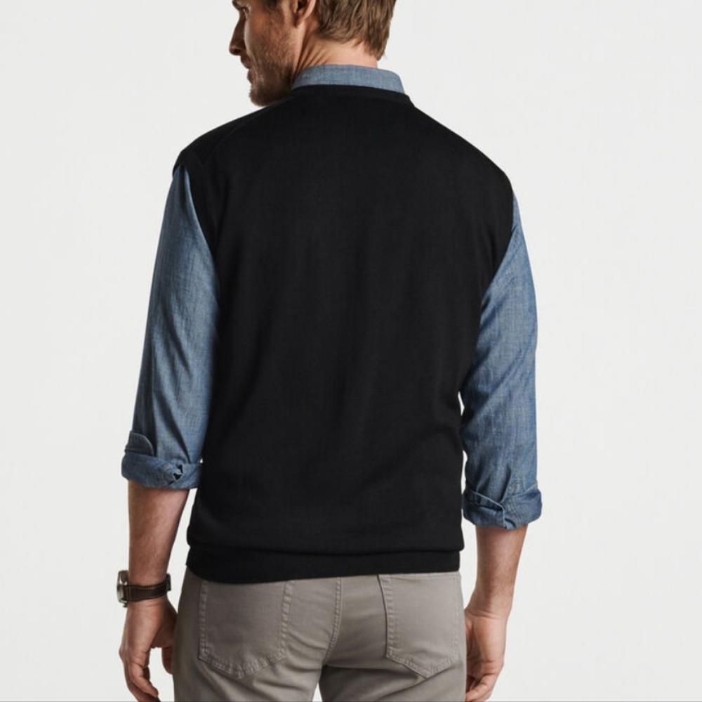 Peter Millar Autumn Crest V-Neck Vest - Black - Picture 3 of 9